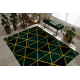 Exclusive EMERALD Carpet 1020 glamour, stylish marble, triangles bottle green / gold