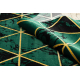 Kilimas EMERALD išskirtinis 1020 glamour, stilingas marmuras, trikampiai butelis žalias / auksas