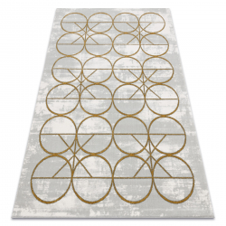 изключителен EMERALD килим 1010 блясък, кръгове сметана / злато