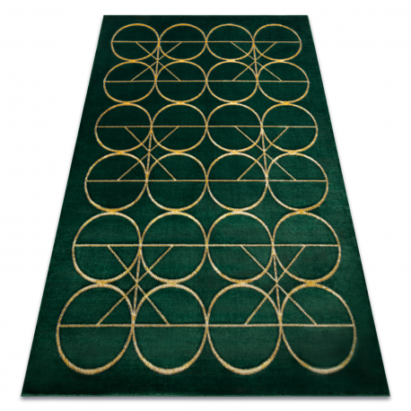 Vaip EMERALD eksklusiivne 1010 glamour, stiilne ringid pudel roheline / kullast