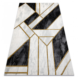Tæppe EMERALD eksklusiv 1015 glamour, stilfuld marmor, geometrisk sort / guld