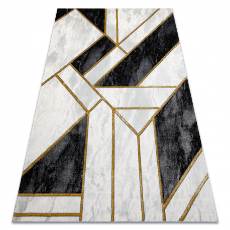 Ексклузивно EMERALD Тепих 1015 гламур, стилски мермер, геометријски црн / злато
