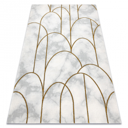 Eksklusiv EMERALD Teppe 1016 glamour, stilig art deco, marmor krem / gull