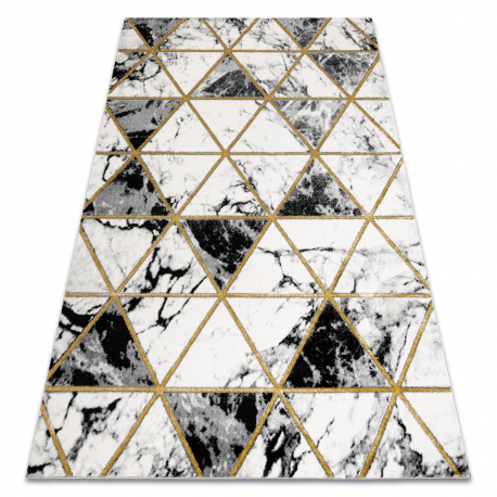 изключителен EMERALD килим 1020 блясък, мрамор, триъгълници черен / злато