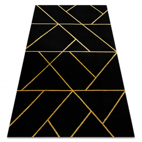 Matto EMERALD yksinomainen 1012 glamouria, tyylikäs geometrinen musta / kulta-
