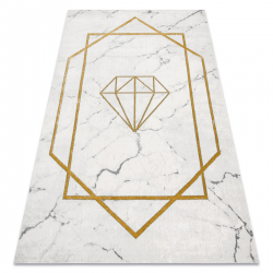 Eksklusiv EMERALD Teppe 1019 glamour, stilig diamant, marmor krem / gull