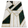 Kizárólagos EMERALD szőnyeg 1015 glamour, elegáns márvány, geometriai üveg zöld / arany