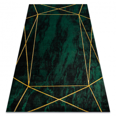 Koberec EMERALD exkluzívne 1022 glamour, štýlový geometrický, mramor fľaškovo zelené / zlato