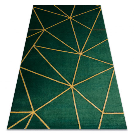 Ексклузивно EMERALD Тепих 1013 гламур, стилски геометријски боца зелена / злато