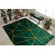 изключителен EMERALD килим 1013 блясък, геометричен бутилка зелена / злато