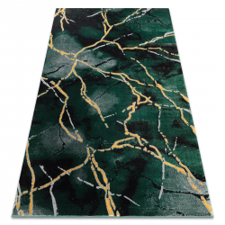 Eksklusiv EMERALD Teppe 1018 glamour, stilig marmor flaske grønn / gull