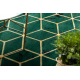 Tæppe EMERALD eksklusiv 1014 glamour, stilfuld terning flaske grøn / guld