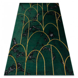Tæppe EMERALD eksklusiv 1016 glamour, stilfuld art deco, marmor flaske grøn / guld