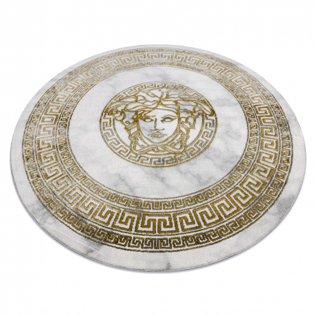 Alfombra EMERALD exclusivo 1011 circulo glamour, medusa griego marco crema / oro