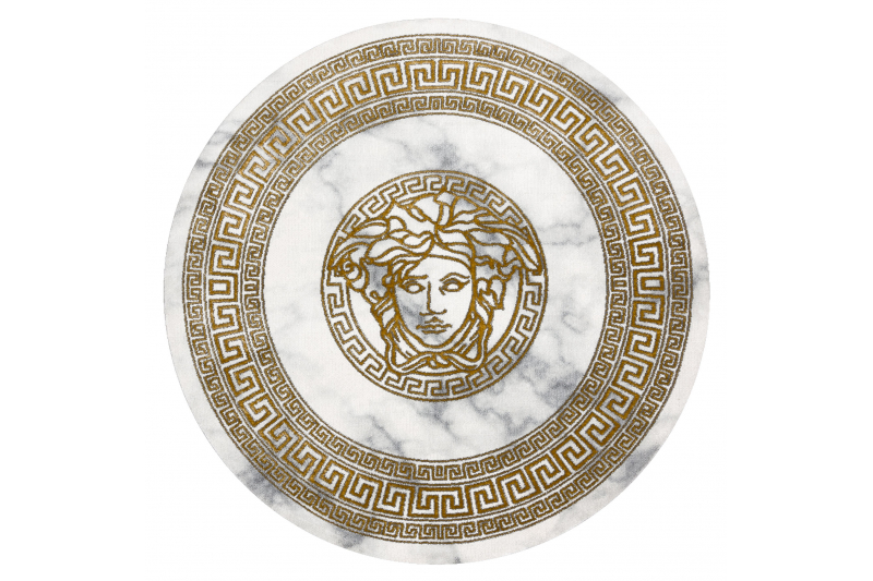 Tæppe EMERALD eksklusiv 1011 cirkel glamour, medusa kehys fløde / guld - Moderne