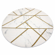 Kizárólagos EMERALD szőnyeg 1012 kör - glamour, elegáns márvány, geometriai krém / arany
