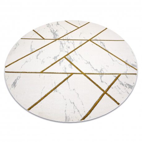 Eksklusiv EMERALD Teppe 1012 sirkel - glamour, stilig marmor, geometriske krem / gull