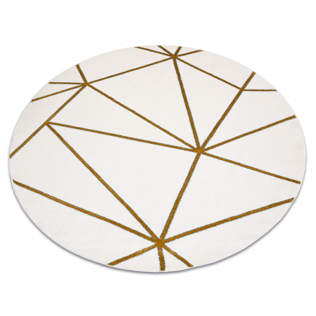 Kilimas EMERALD išskirtinis 1013 Apskritas kilimas - glamour, stilingas geometrinis kremas / auksas
