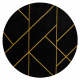 Matto EMERALD yksinomainen 1012 pyöreä - glamouria, tyylikäs marmori, geometrinen musta / kulta-