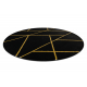 Matto EMERALD yksinomainen 1012 pyöreä - glamouria, tyylikäs marmori, geometrinen musta / kulta-