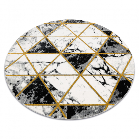 Ексклузивно EMERALD Тепих 1020 круг - гламур, стилски мермер, троуглови црн / злато