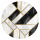 Preproga EMERALD ekskluzivno 1015 krog - glamour, stilski marmorja, geometrijski črn / zlato