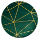 Kilimas EMERALD išskirtinis 1013 Apskritas kilimas - glamour, stilingas geometrinis butelis žalias / auksas