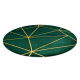 Koberec kulatý EMERALD výhradní 1013 glamour, stylový geometrický lahvově zelená / zlato
