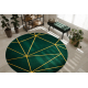 Kilimas EMERALD išskirtinis 1013 Apskritas kilimas - glamour, stilingas geometrinis butelis žalias / auksas