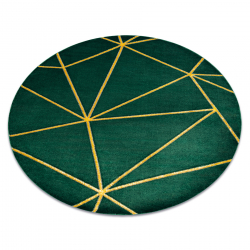изключителен EMERALD килим 1013 кръг - блясък геометричен бутилка зелена / злато