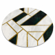 Matto EMERALD yksinomainen 1015 pyöreä - glamouria, tyylikäs marmori, geometrinen pullon vihreä / kulta-