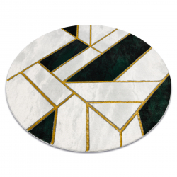 Matto EMERALD yksinomainen 1015 pyöreä - glamouria, tyylikäs marmori, geometrinen pullon vihreä / kulta-