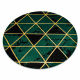 изключителен EMERALD килим 1020 кръг - блясък, мрамор, триъгълници бутилка зелена / злато