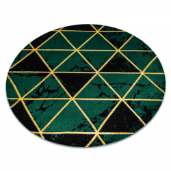 Paklājs EMERALD ekskluzīvs 1020 aplis - glamour, stilīgs marvalzis, trijstūri pudele zaļa / zelts