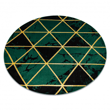 Tæppe EMERALD eksklusiv 1020 cirkel - glamour, stilfuld marmor, trekanter flaske grøn / guld