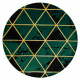 Exclusive EMERALD Carpet 1020 circle - glamour, stylish marble, triangles bottle green / gold