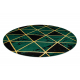 Alfombra EMERALD exclusivo 1020 circulo - glamour, elegante mármol, triangulos botella verde / oro
