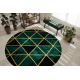 Kizárólagos EMERALD szőnyeg 1020 kör - glamour, elegáns márvány, háromszögek üveg zöld / arany