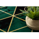 Koberec kulatý EMERALD výhradní 1020 glamour, stylový mramor, trojúhelníky lahvově zelená / zlato
