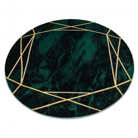 Exklusiv EMERALD Teppich 1022 Kreis - glamour, stilvoll Marmor, geometrisch Flaschengrün / gold