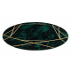 Matto EMERALD yksinomainen 1022 pyöreä - glamouria, tyylikäs marmori, geometrinen pullon vihreä / kulta-