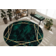 изключителен EMERALD килим 1022 кръг - блясък, мрамор, геометричен бутилка зелена / злато