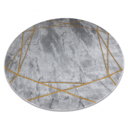 Ексклузивно EMERALD Тепих 1022 круг - гламур, стилски мермер, геометријски сива / злато