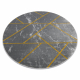Koberec kulatý EMERALD výhradní 1012 glamour, stylový mramor, geometrický šedá / zlato
