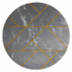 Matto EMERALD yksinomainen 1012 pyöreä - glamouria, tyylikäs marmori, geometrinen harmaa / kulta-