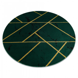 Koberec kulatý EMERALD výhradní 1012 glamour, stylový mramor, geometrický lahvově zelená / zlato