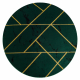 Matto EMERALD yksinomainen 1012 pyöreä - glamouria, tyylikäs marmori, geometrinen pullon vihreä / kulta-
