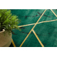 Eksklusiv EMERALD Teppe 1012 sirkel - glamour, stilig marmor, geometriske flaske grønn / gull