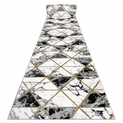 Alfombra de pasillo EMERALD exclusivo 1020 glamour, elegante mármol, triangulos negro / oro