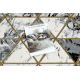 Alfombra de pasillo EMERALD exclusivo 1020 glamour, elegante mármol, triangulos negro / oro